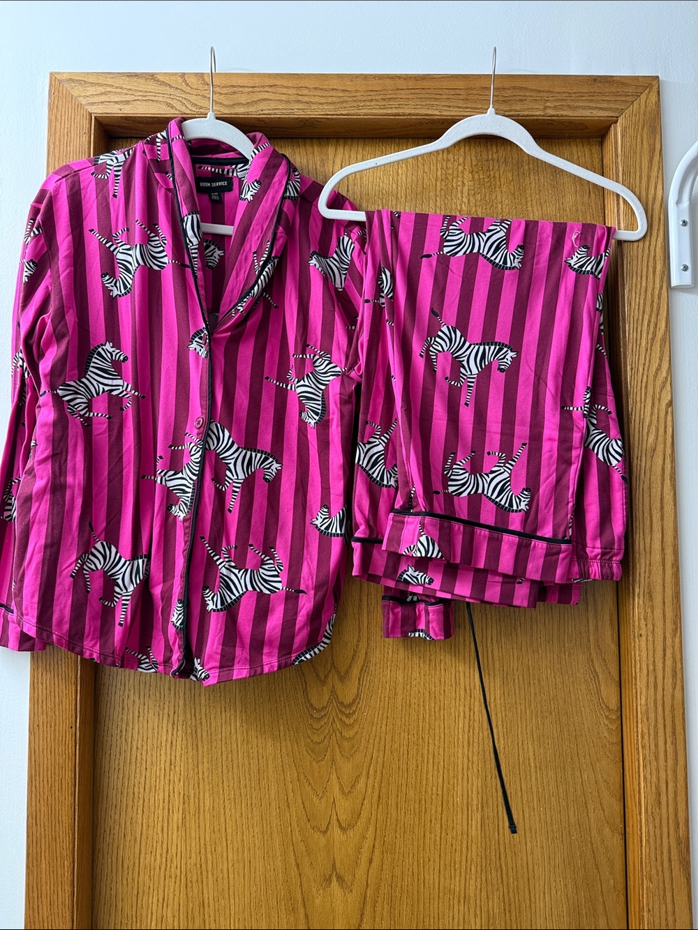 Bold Pink Zebra Stripe women’s Pajama Set - Unknown Brand
